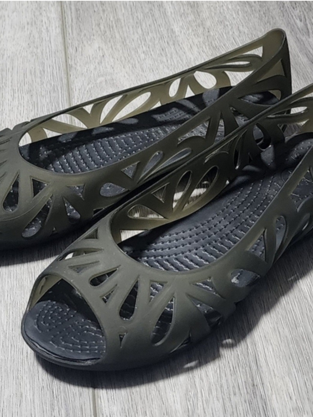 Crocs Adrina III Olive Green Jelly Slip-On Shoes Ballet Flats Womens Size 7
